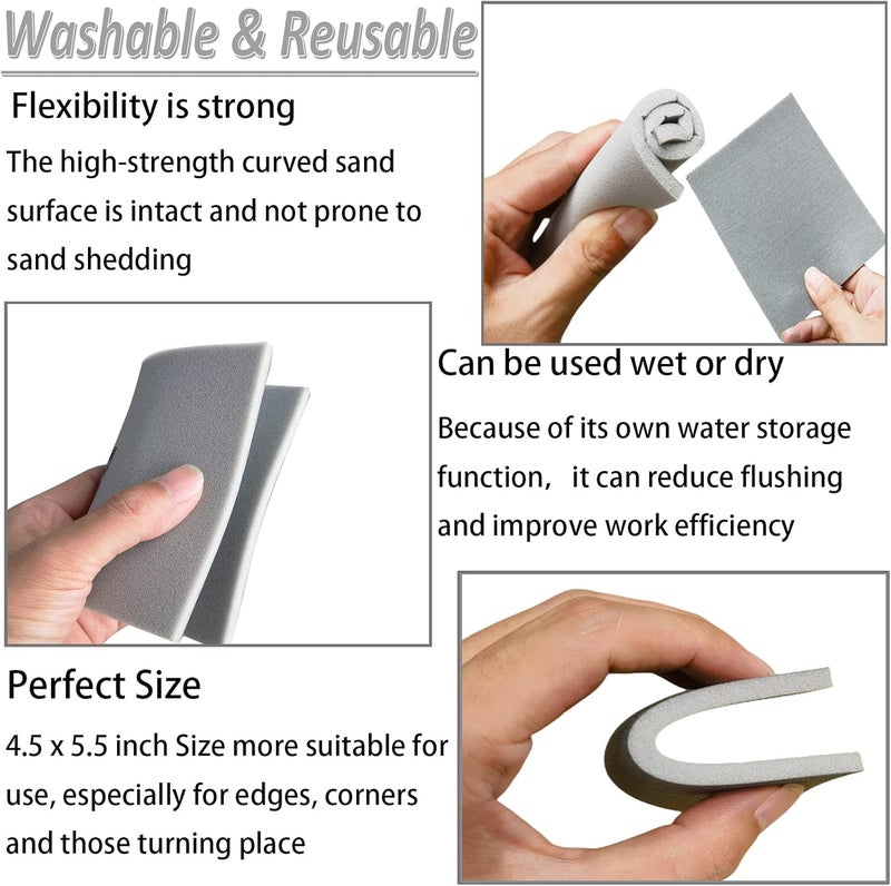 SACKORANGE 10 PCS 3000 Grit 4.5 x 5.5 Inch Sanding Sponge Set, Wet or Dry Hand Sanding Sponges Sheet, Flexible Soft Foam Sand Block for Drywall, Corner Contour, Metal Wood - Image 3